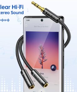 Syncwire Headphone Splitter, Nylon-Braided Extension Cable Audio Stereo Y Splitter (Hi-Fi Sound), 3.5mm Male To 2 Ports 3.5mm Female Headset Splitter for Phone, PS4, Switch, Tablets & More Black 29 71cnQKTUBAL 3