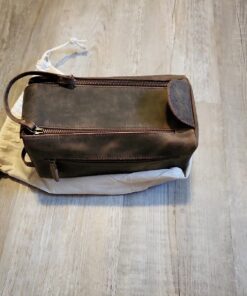 KOMALC Premium Buffalo Leather Unisex Toiletry Bag Travel Dopp Kit Distressed Tan 46 71cofBVkawL