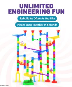 Marble Genius Marble Run (130 Complete Pieces) Maze Track or Board Games for Kids 8-12, for Adults, Teens, and Toddlers, (80 Translucent Marbulous Pieces + 50 Glass-Marble Set), Starter Set 2.) Starter Set - 130 Complete Pieces 21 71ctPRCJgbL