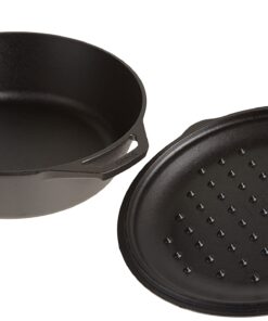 Alternative view of Lodge L10CF3 Cast Iron Covered Deep Skillet, Pre-Seasoned, 5-Quart, Black 5 Quart with Lid Cast Deep Skillet