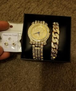 Charles Raymond Bling-ed Out Silver Round Luxury Mens Watch w/Bling-ed Out Bracelet - L0504B gold 30 71cvvub8rWL