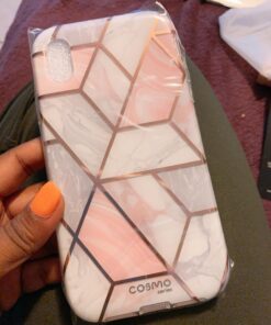 i-Blason Cosmo Full-Body Bumper Case with Built-in Screen Protector for iPhone XR 2018 Release, Pink Marble, 6.1" 35 71cwEEuXOWL