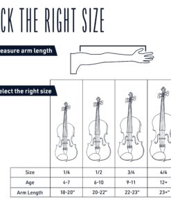 Cecilio CVN-300 Solidwood Ebony Fitted Violin with D'Addario Prelude Strings, Size 1/2 24 71cwG6DJVL