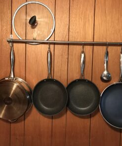 Wallniture Lyon 31.5" Wall Mount Kitchen Utensil Holder With 10 S Hooks For Hanging Pots and Pans Set 40 71cwHPptTAL
