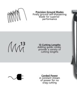 Wahl PowerPro Corded Detailer Trimmer Kit for Mens Grooming – for Beard, Mustache, Stubble, Ear, Nose, & Body Grooming – Model 9686 19 71cxo5urDvL