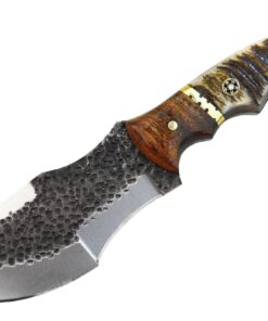 Alternative view of Whole Earth Supply D2 Tracker Hunting Knife Large Knives Survival Skinning Hammered Sheath Steel