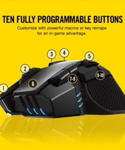 CORSAIR IRONCLAW WIRELESS RGB Rechargeable Gaming Mouse with Slipstream Technology - 18,000 DPI - 3-Zone RGB Multi-Color Backlighting - Black 38 71czEOK7mEL