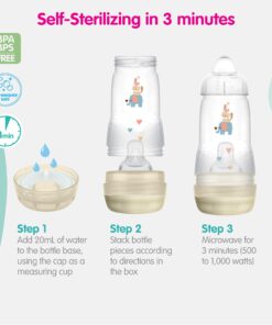 MAM Easy Start Anti Colic 5 oz Baby Bottle, Easy Switch Between Breast and Bottle, Reduces Air Bubbles, 2 Pack, Newborn, Girl 2 Count (Pack of 1) 21 71d1FVrKIXL