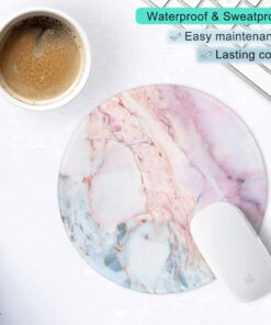 ITNRSIIET Marble Round Mouse Pad, Pink Marble Customized Premium-Textured Mouse Mat,Washable Mousepads with Lycra Cloth, Non-Slip Rubber Base Small Mousepad, 7.87×7.87×0.12 inches (Pink Marble) 25 71d3ujupcpL