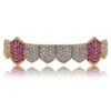 JINAO 18K Gold Plated Gold Finish 8 Top Teeth 8 Bottom Tooth Hip Hop Mouth Grills for Men and Women Gold Pink 6 71d464aZn1L