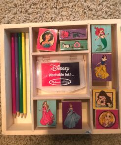 Melissa & Doug Disney Princess Wooden Stamp Set: 9 Stamps, 5 Colored Pencils, and 2-Color Stamp Pad With Washable Ink For Kids Ages 4+ 29 71d4LiWhmaL 1