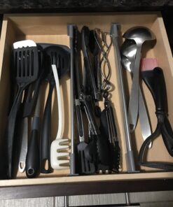 Practical Comfort Aluminum Kitchen Drawer Organizer for Silverware Utensils Flatware 9 Dividers Set | SMALL 3 Dividers 15.3" to 17.5" + 6 Dividers 3.8" 28 71d4zoujs5L