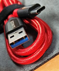 Anker USB C Cable, PowerLine+ USB-C to USB 3.0 cable (3ft/0.9m), High Durability Type C Braided Charging Cable Compatible with Samsung Galaxy S10, S9, Huawei P10, P9, Sony XZ, HTC 10 and More (Red) 3ft Red 58 71d537qyofL