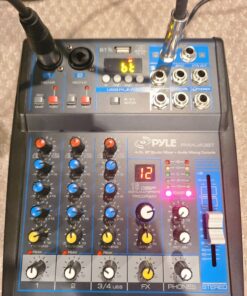 Pyle Professional Audio Mixer Sound Board Console System Interface 4 Channel Digital USB Bluetooth MP3 Computer Input 48V Phantom Power Stereo DJ Studio Streaming FX 16-Bit DSP processor-PMXU43BT 32 71d65TAhPSL