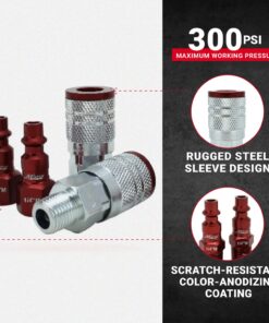 Milton S-314MKIT ColorFit Coupler & Plug Kit - (M-Style, Red) - 1/4" NPT, (14-Piece) 14 Piece 21 71d6604URhL