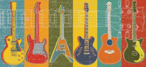 M.J. Lew Guitar Hero Art Poster Print - 12x24 Art Poster Print by M.J. Lew, 24x12