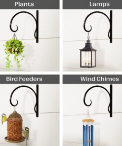 UpBlend Outdoors Plant Hangers Outdoor Hook - 10 X 13.75 Inch Heavy Duty Plant Hanger Bracket, Indoor Wrought Iron Wall Plant Holder, Flower Hooks for Hanging Baskets, Lantern, Windchime Strong, 1 Pack 22 71d7oq3vHDL