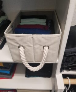 StorageWorks Storage Baskets for Organizing Shelves , Foldable Fabric Storage Bins with Handles, Beige, White & Ivory, 3-Pack, 11 ½" L x 8 ¾" W x 6 ½" H 36 71d7xb9gGlL