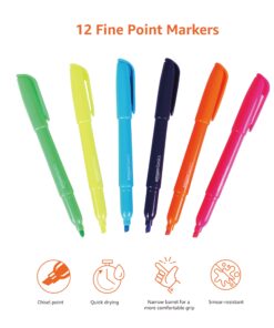 Amazon Basics Chisel Tip, Fluorescent Ink Highlighters, Assorted Colors - Pack of 12 12 Pack 29 71d8 M2akoL
