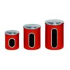 Honey-Can-Do Three-Piece Set of Nesting Stainless Steel Kitchen Canisters, Red KCH-03011 Red 54 71d8E4H9IL