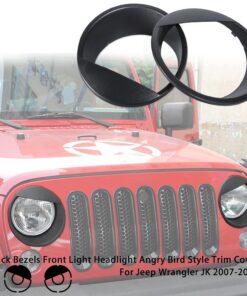 Alternative view of Opall Black Bezels Front Light Headlight Angry Bird Style Trim Cover for Jeep Wrangler JK JKU Rubicon Sahara 2007-2018, not for JL