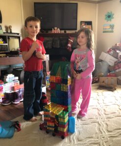 Best Choice Products 110-Piece Kids Colorful Magnetic Tiles Set 3D Construction Magnet Building Blocks Educational STEM Toy with Carrying Case - Multicolor 24 71d9OvIQZcL