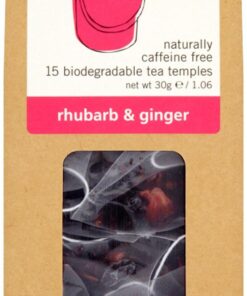 teapigs Rhubarb & Ginger Herbal Tea Bags, 15 Count x 6 Boxes, Naturally Caffeine Free, Zesty Rhubarb Crumble in a Cup Caffeine Free Rhubarb & Ginger Tea