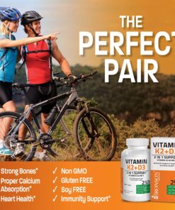 Bronson Vitamin K2 (MK7) with D3 Supplement Non-GMO Formula 5000 IU Vitamin D3 & 90 mcg Vitamin K2 MK-7 Easy to Swallow Vitamin D & K Complex, 120 Capsules 120 Count (Pack of 1) 28 71dApZIPSL 2