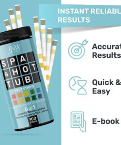 Hot Tub and Pool Test Strips - 6in1 Quick & Accurate Hot Tub, Spa, Pool Test Strips - 100 Water Test Strips, Water Test Kit with E-Book - Test Chlorine, Bromine, pH, Hardness, Alkalinity - JNW Direct 14 71dBK4zJzOL