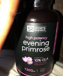 Sports Research Evening Primrose Supplement from Cold Pressed Oil - Softgels for Women’s Health & Skin Health - Gluten Free & Non-GMO GLA - High Potency 1300mg, 120 Count 120 Count (Pack of 1) 31 71dCh1lAV6L 2