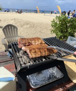 Fire Sense 60508 Notebook Charcoal BBQ Grill 3.5mm Cooking Bars Instant Foldable & Easy Portability For Outdoor Barbecues Camping Traveling Picnics Garden Beach Party - Black Charcoal Grill 31 71dDeAqlxSL