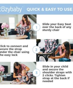 The Original Easy Seat Portable Safety Harness Chair Accessory (Black) - Quick, Easy Cloth Portable High Chair for Travel, Fits in Your Hand Bag as a Convenient Baby Travel Accessory Black 21 71dDpsBO4HL