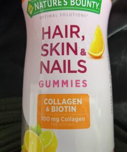 Nature's Bounty Optimal Solutions Hair, Skin & Nails with Biotin and Collagen, Citrus-Flavored Gummies Vitamin Supplement, 2500 mcg, 80 Ct 80 Count (Pack of 1) 33 71dEr0dd41L