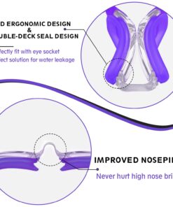 Yizerel Swim Goggles, 2 Pack Swimming Goggles for Adult Men Women Youth Kids Child Purple/Gray(mirrored) 12 71dG89yiftL