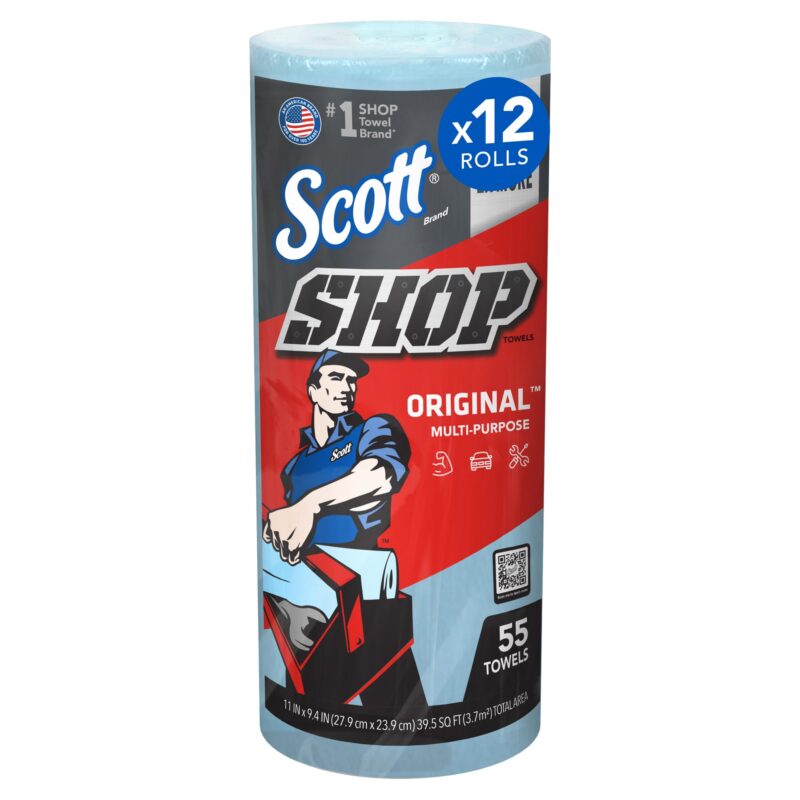 Scott® Shop Towels Original (75147), Blue, (55 Towels/Roll, 12 Rolls/Case, 660 Towels/Case) 12 Count (Pack of 1)