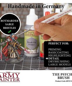 The Army Painter Psycho Brush - Detail Acrylic Paint Brushes Handmade in Europe - Rothmarder Sable Hair - Hobby Small Paint Brush for Art Watercolor Oil Painting Miniatures 1 Pack 22 71dJi H6iIL