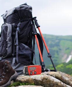 Esky Emergency Hand Crank Radio with 3 LED Flashlight, AM/FM/NOAA Portable Weather Radio with 2000mAh Power Bank Phone Charger, Solar Powered USB Charged Radio for Indoor Outdoor Camping, SOS Alarm Red 38 71dKAEbx5eL