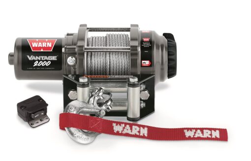 Warn Vantage 2000 Winch - 2000 lb. Capacity, 50' of 5/32" Wire Rope, Roller Fairlead, Wired Remote Control, Weather-Sealed, for ATV/UTV