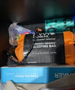 Survival Frog Tact Bivvy 2.0 Emergency Sleeping Bag w/Stuff Sack, Carabiner, Survival Whistle, ParaTinder - Compact, Lightweight, Waterproof, Reusable, Thermal Bivy Sack Cover, Shelter Kit New 2.0 Tactical Orange 22 71dMN4NgAZL