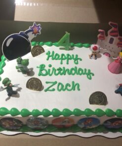 Mario Brothers 23 Piece Birthday Cake Topper Set Featuring Mario Castle, Bomb, Mario Coins, 6 Mario Figures Including Mario, Luigi, Princess Peach, Toad, Yoshi, Donkey Kong, and 12 Mario 1" 31 71dMsC6eLfL