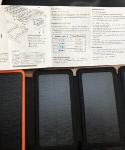 FEELLE Solar Charger Power Bank - 25000mAh Portable Phone Charger 3A Fast Charging External Battery Pack with 4 Solar Panels for Phone Outdoor Camping Orange Yellow 48 71dNEr 3maL