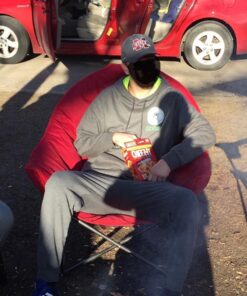 ALPHA CAMP Oversized Camping Chairs Padded Moon Round Chair Saucer Recliner with Folding Cup Holder and Carry Bag Red 40 71dQXKmISfL