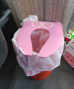 Gimars Portable Travel Potty Seat for Toddlers, Large Folding Travel Potty Seat For Kids Fits All Shape Toilet, Foldable Toilet Seat for Boys & Girls With 6 Non-Slip Silicone Pad, Free Carry Bag, Pink 48 71dQaBuEafL
