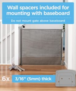 Perma Child Safety Indoor/Outdoor Retractable Baby Gate 33" Tall, Extends to 71" Wide, Gray Gray V1 33" Tall x 71" Wide 33 71dQvV5ohL