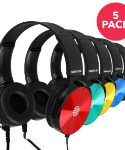 Kids Headphones Bulk 5 Pack, Student On Ear Color Varieties, Comfy Swivel Earphones for Classroom, Library, School, Airplane, for Online Learning and Travel, Noise Stereo Sound 3.5mm Jack (Colorful) Colorful 26 71dRyvL13fL