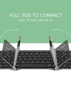 Alternative view of Plugable Foldable Bluetooth Keyboard Compatible with iPad, iPhones, Android, and Windows, Full-Size Multi-Device Keyboard, Wireless and Portable with Included Stand for iPad/iPhone (11.5 inches)