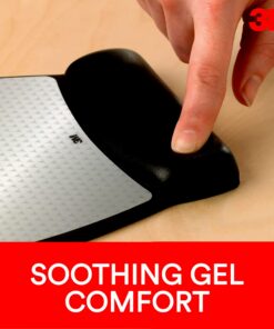 3M Gel Wrist Rest for Mouse, Soothing Gel Comfort with Durable, Easy to Clean Leatherette Cover, Antimicrobial Product Protection, 6.9", Black (WR305LE) 23 71dTS3rfML