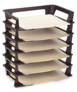 Rubbermaid Regeneration Letter Tray, Six Tier, Plastic, Black A4-size documents and folders 12 71dTfVxQ9sL
