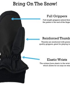 N'Ice Caps Kids Waterproof Snow Mittens - Thinsulate Boys Girls Cold Weather Black 1 1-2 Years 8 71dU8k7IgfL