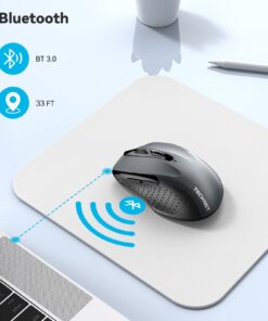 TECKNET Bluetooth Mouse, Wireless Mouse with 6 Buttons, 5 Adjustable DPI Levels, 24 Month Battery Life, Ergonomic Computer Mouse for Laptop, Computer, Mac, PC, Windows, Chromebook, Notebook Grey 45 71dUK NMvhL